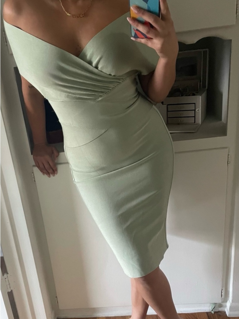 HOUSE OF CB 'Clarissa' Pistachio Off Shoulder Bandage
